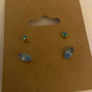 Elegant Blue and Gold Earring Set